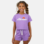 Pack Of 2 Ellesse Girls' T-Shirts And Shorts - Purple/White