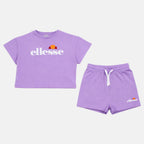 Pack Of 2 Ellesse Girls' T-Shirts And Shorts - Purple/White