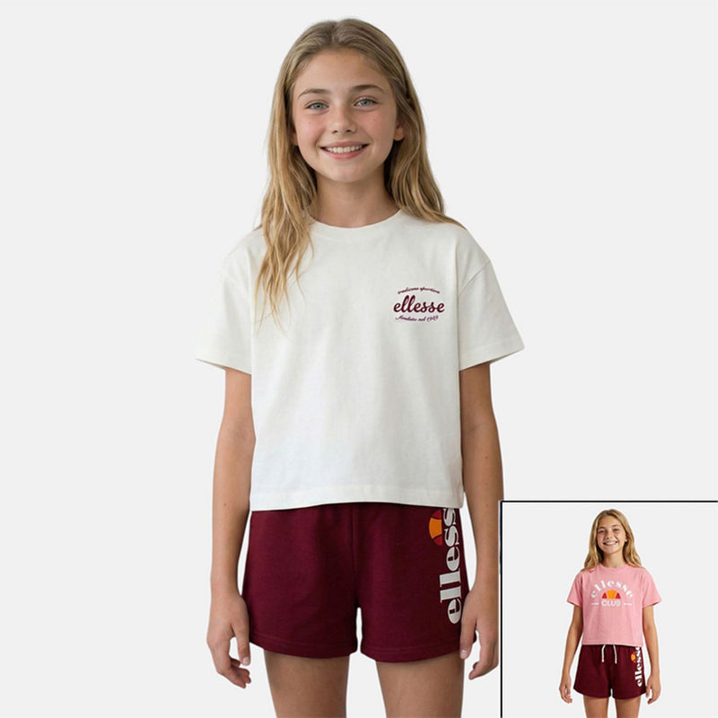 Pack De 2 T-Shirts Et Short Ellesse Fille - Rose/Blanc