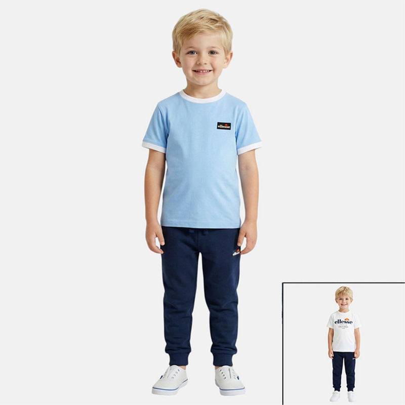 Pack De 2 T-Shirts Et Pantalon De Jogging Ellesse Garcon - Blanc/Bleu