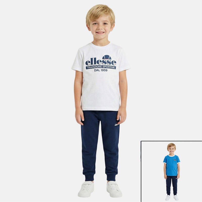 Pack De 2 T-Shirts Et Pantalon De Jogging Ellesse Garcon - Blanc/Marine