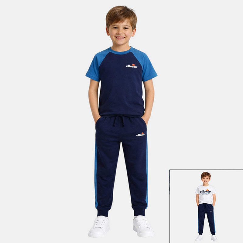 Pack De 2 T-Shirts Et Pantalon De Jogging Ellesse Garcon - Blanc/Marine