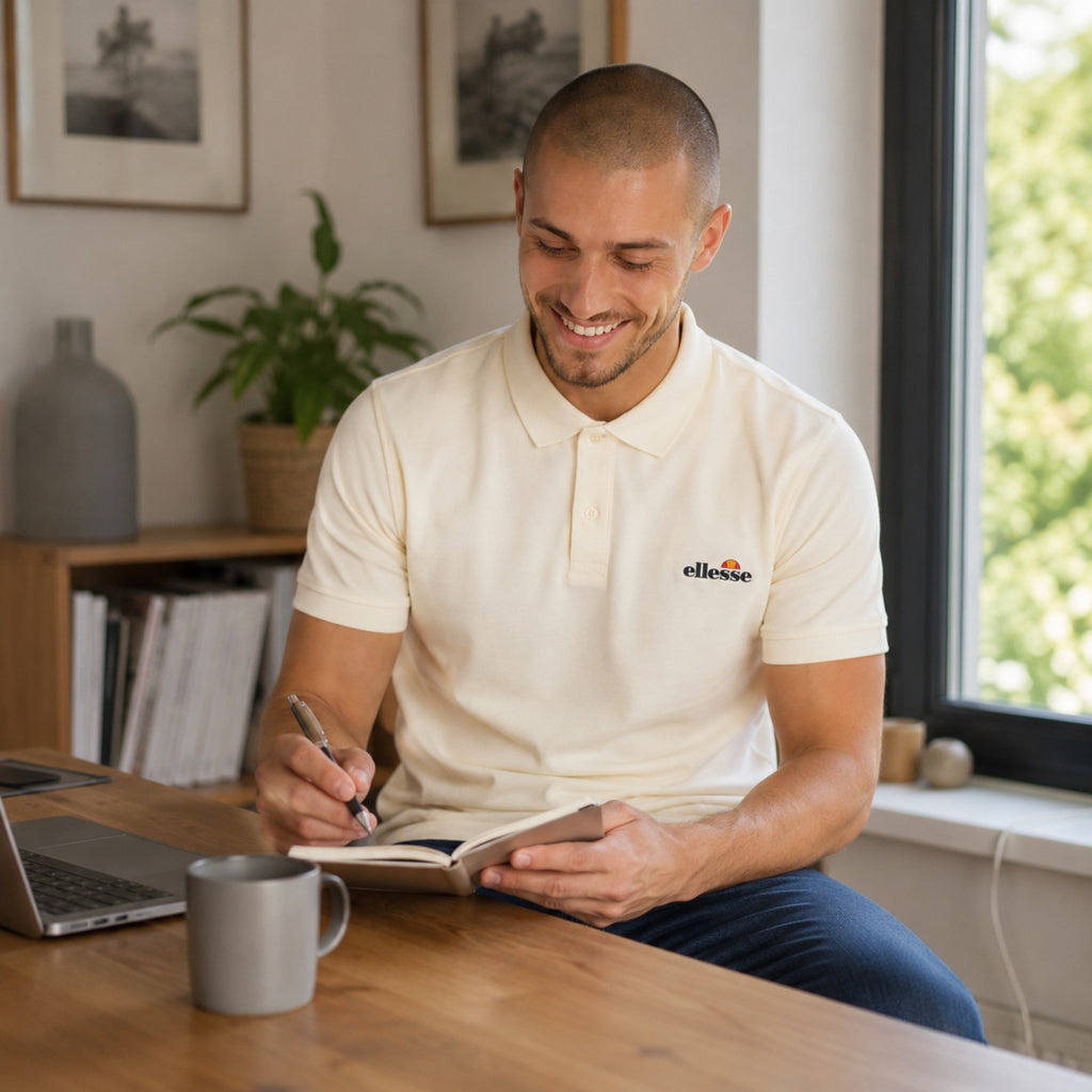 Polo Manches Courtes Ellesse Homme - Ecru