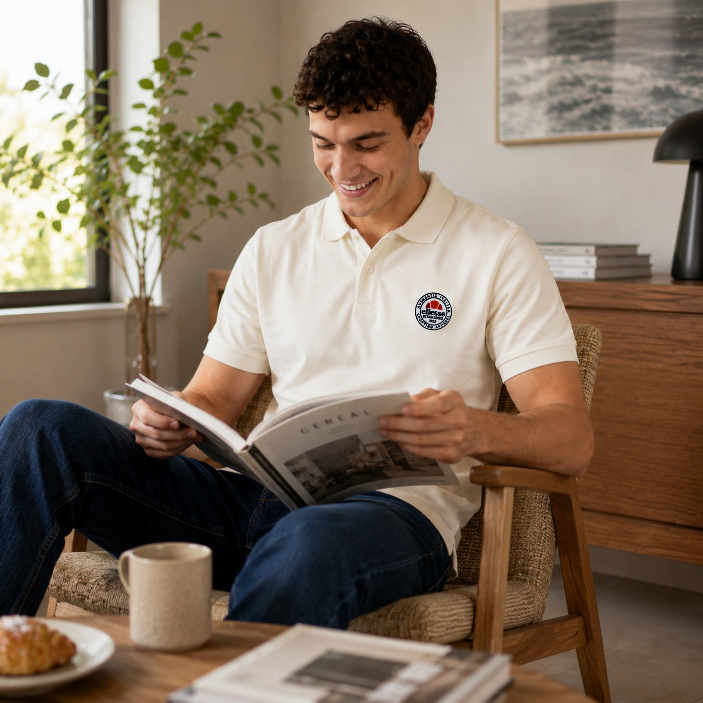 Polo Manches Courtes Ellesse Homme - Ecru