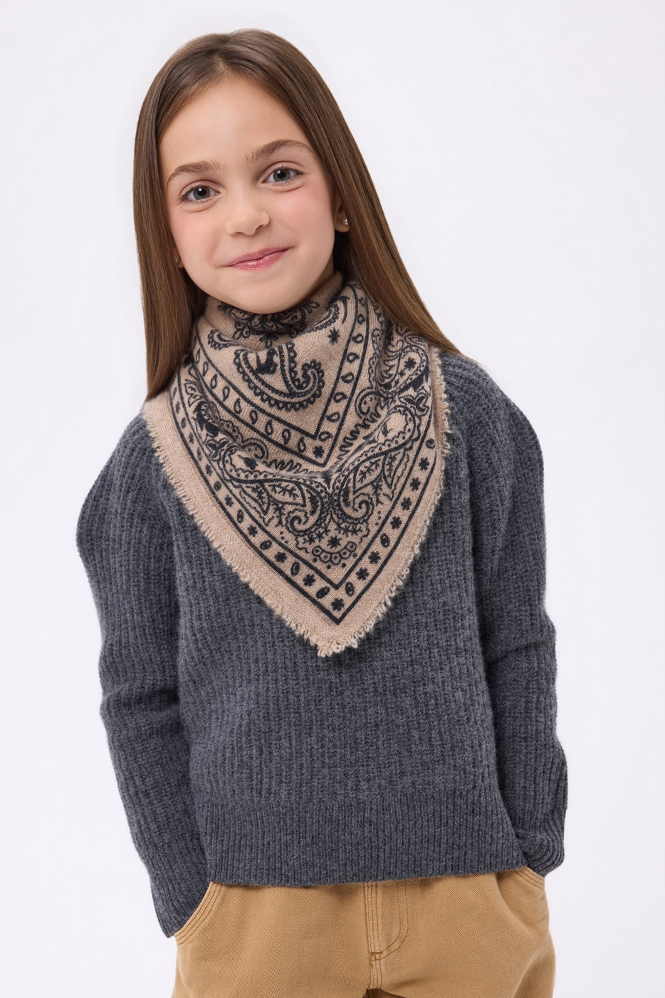 Small Ski Bandana - Cream Beige - Kids