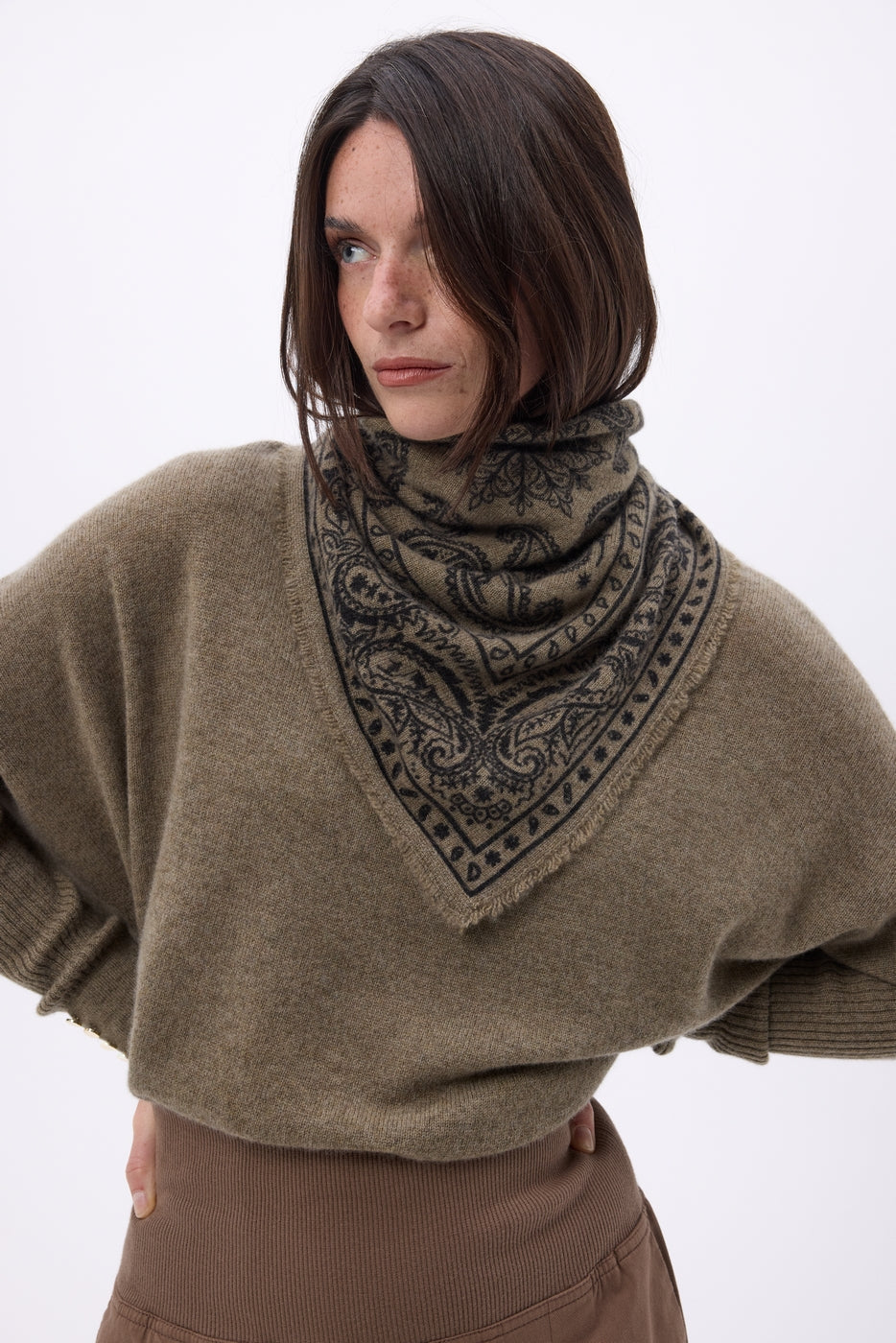 Petit Bandana Ski - Khaki Chine - Femme
