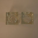 Paire De Bougeoirs Carrés En Verre