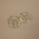 Paire De Bougeoirs Carrés En Verre