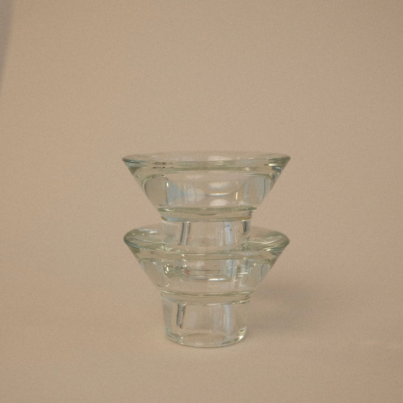 Paire De Bougeoirs En Verre