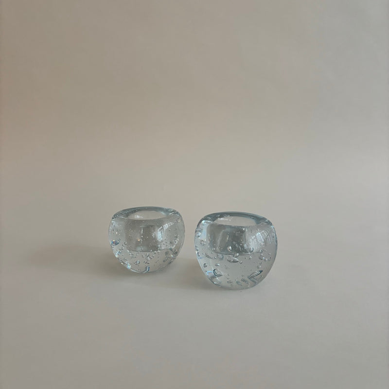 Paire De Bougeoirs En Verre