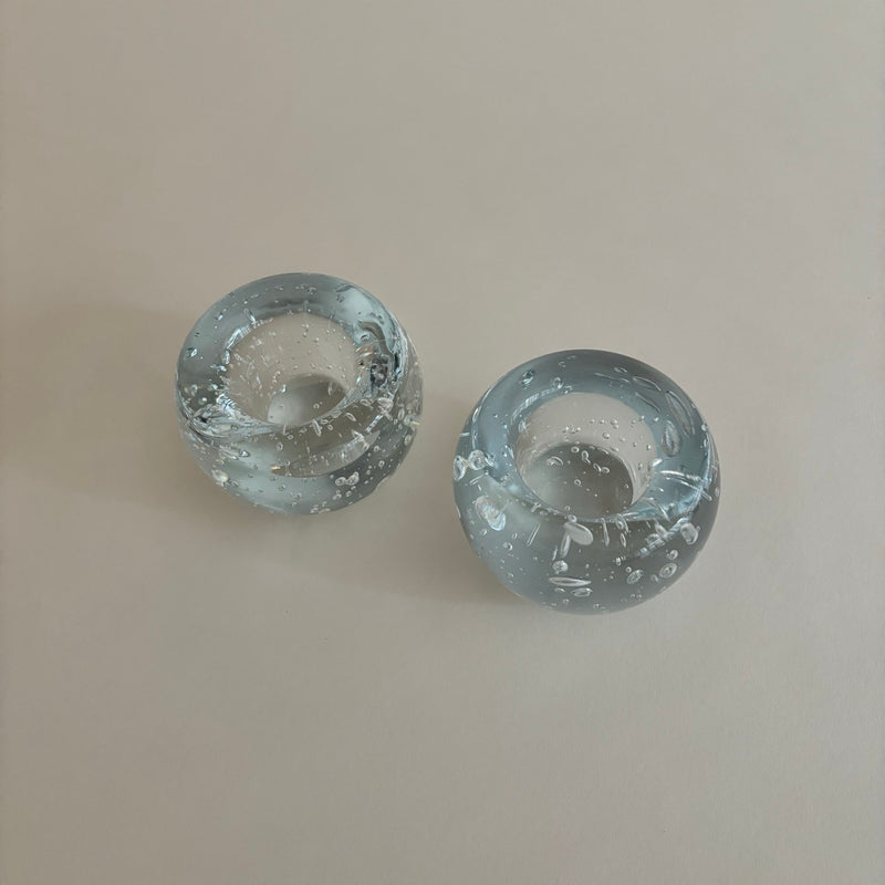 Paire De Bougeoirs En Verre