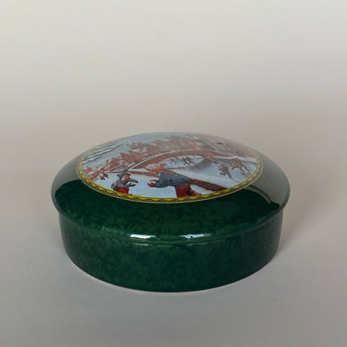 Caja Cerámica Verde Decoración Invierno