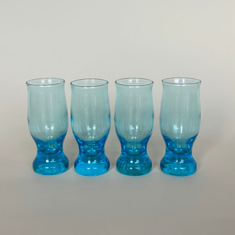 Set Of 4 Small Blue Glasses