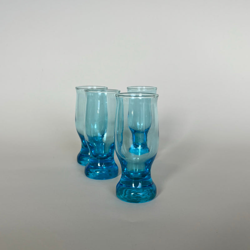 Set Of 4 Small Blue Glasses