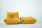 Ensemble De Chaise Et Pouf Togo En Tweed Jaune - Jaune