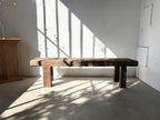 Brutalist Solid Oak Workbench Bench – Unique Piece/20th-Century Folk Art - Brown