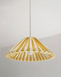 Lampada a sospensione a righe forma conica "Malala a righe bianco sporco e giallo limone" - Giallo