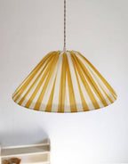 Lampada a sospensione a righe forma conica "Malala a righe bianco sporco e giallo limone" - Giallo