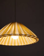 Lampada a sospensione a righe forma conica "Malala a righe bianco sporco e giallo limone" - Giallo