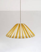 Lampada a sospensione a righe forma conica "Malala a righe bianco sporco e giallo limone" - Giallo