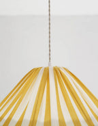 Lampada a sospensione a righe forma conica "Malala a righe bianco sporco e giallo limone" - Giallo