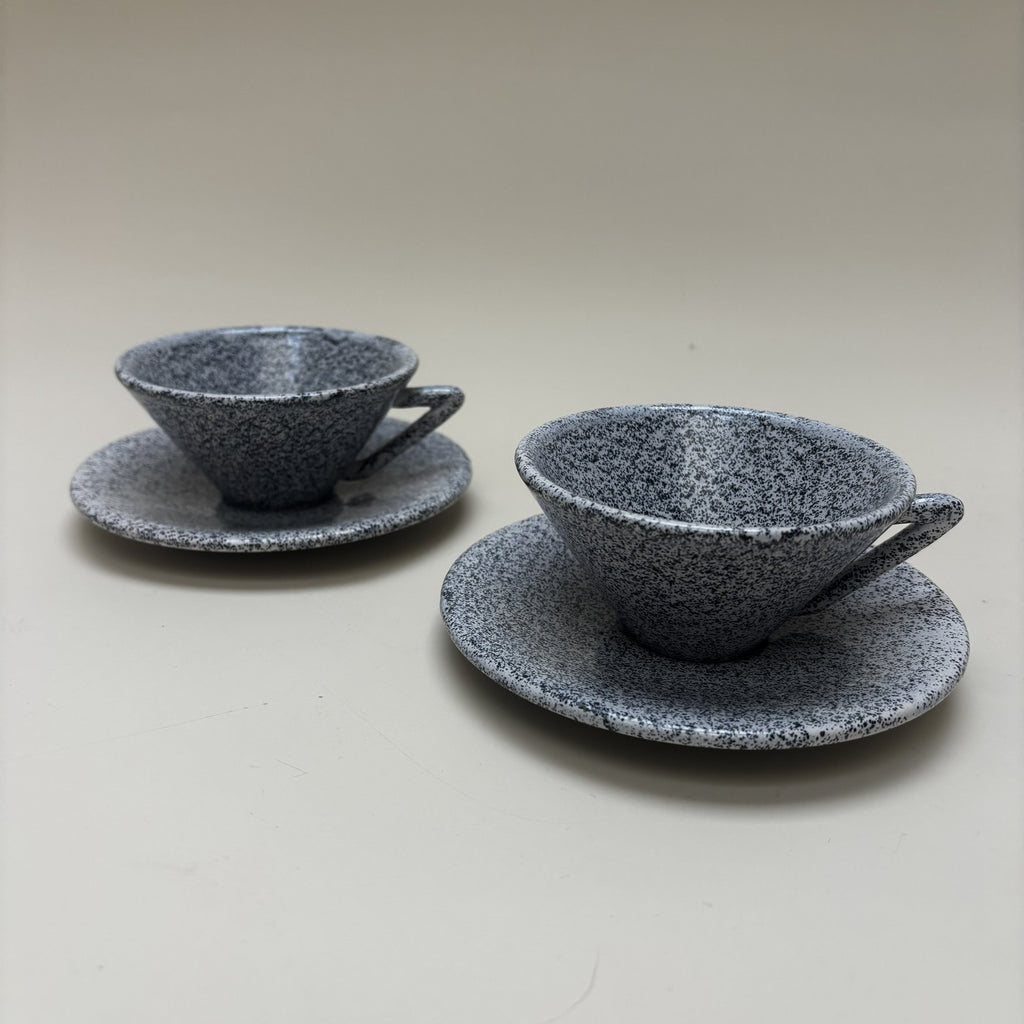 Speckled Cups with Saucers