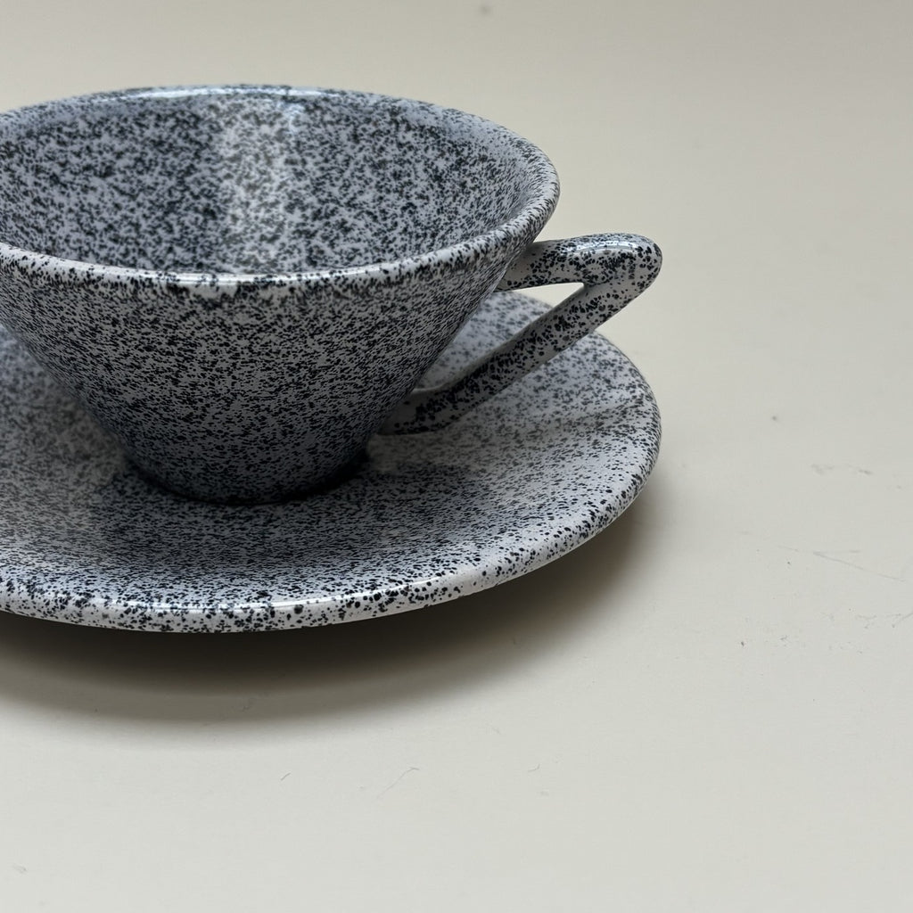 Speckled Cups with Saucers