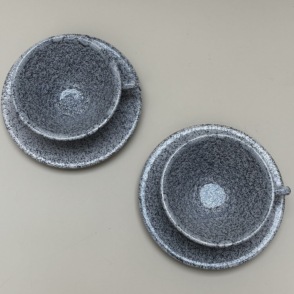 Speckled Cups with Saucers