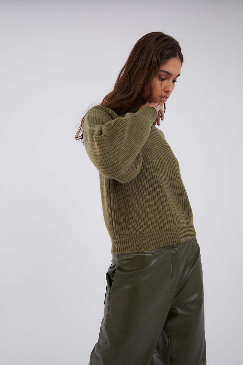 Pull Cygne Maille Kaki