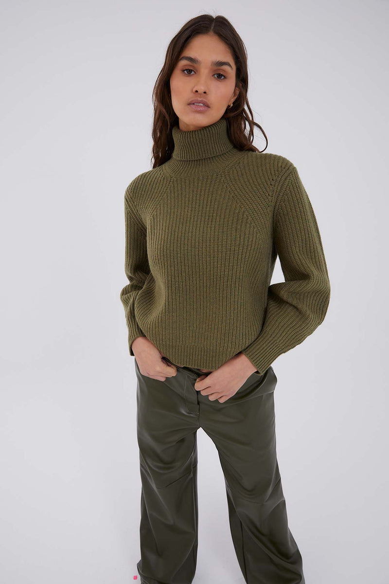 Pull Cygne Maille Kaki