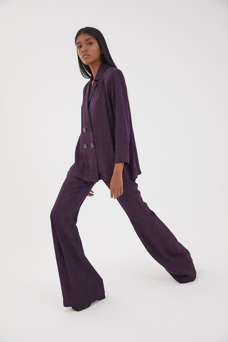 Pantalon Icon Jacquard Fleur Rétro Violet