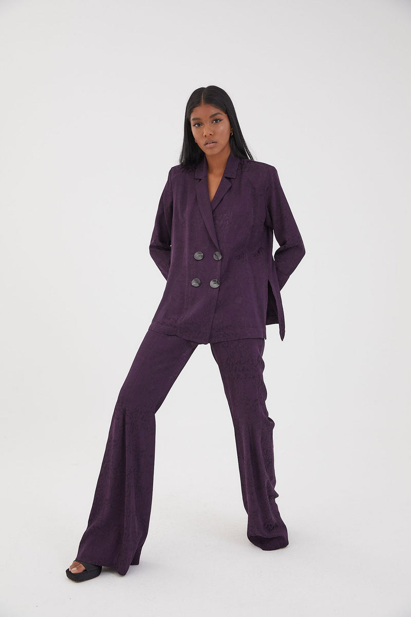 Pantalon Icon Jacquard Fleur Rétro Violet