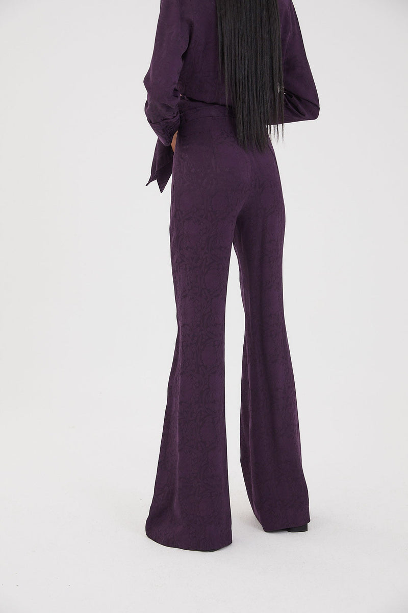 Pantalon Icon Jacquard Fleur Rétro Violet