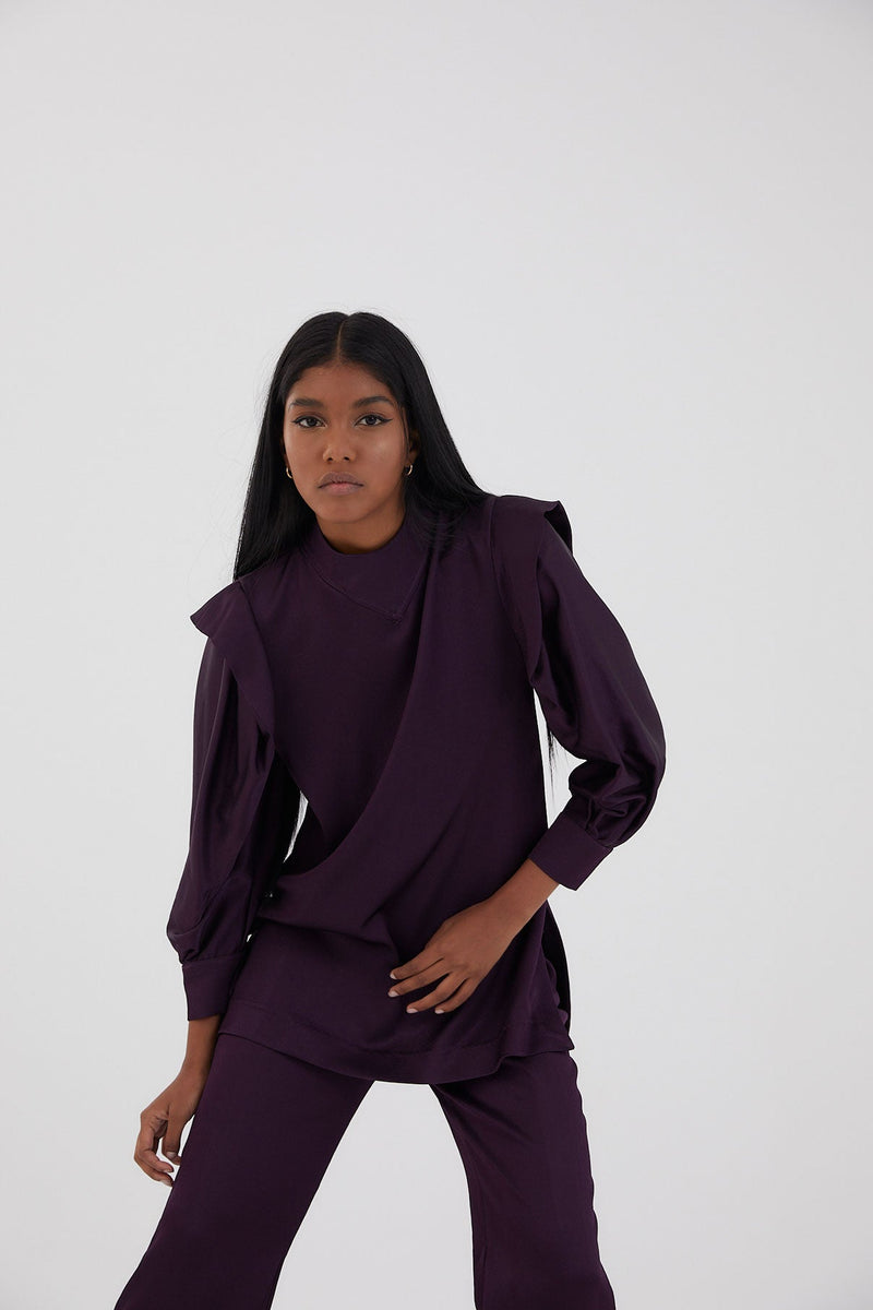 Tunique Nicol Satin Aubergine