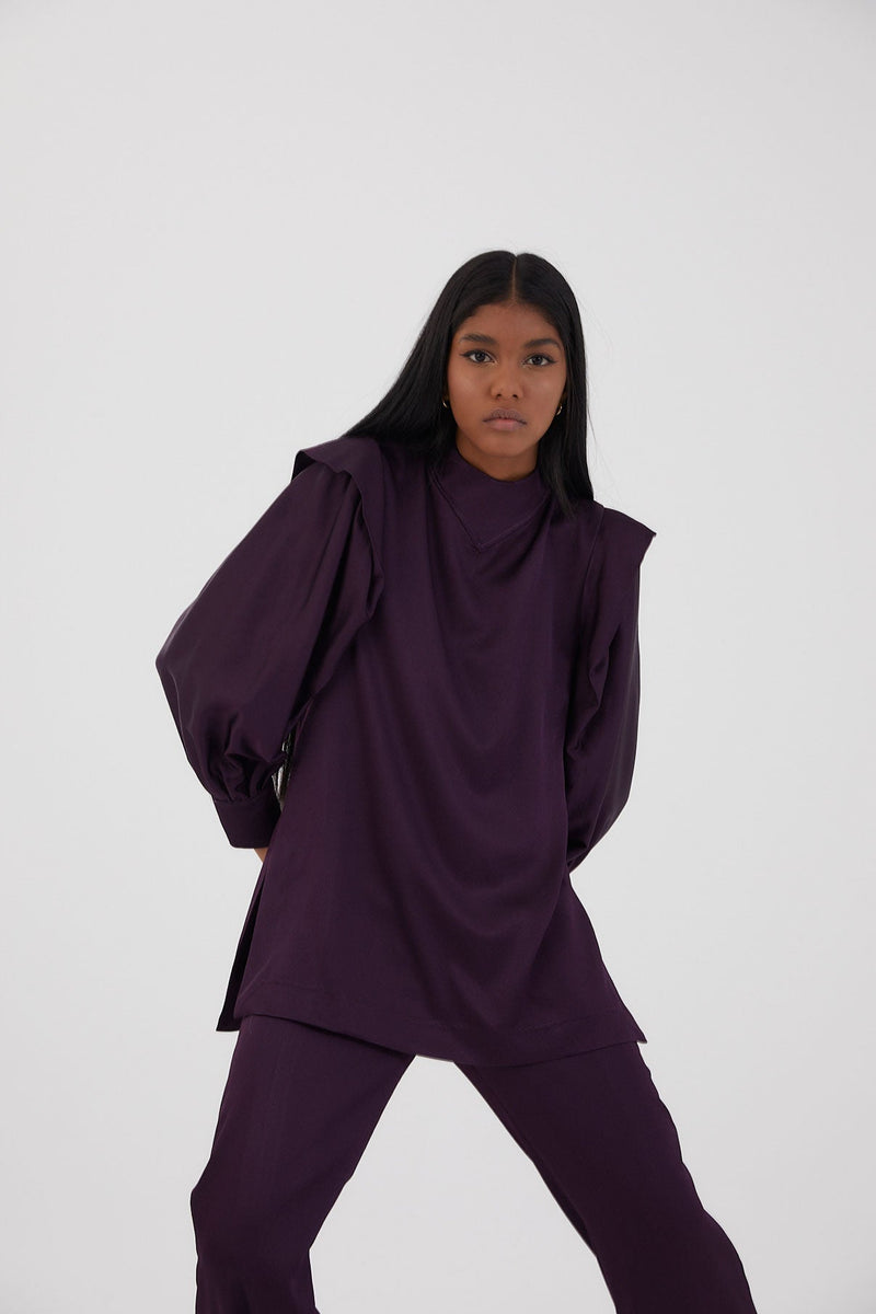 Tunique Nicol Satin Aubergine