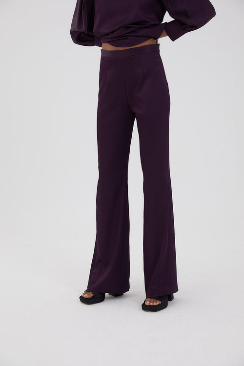 Pantalon Eighties Satin Aubergine