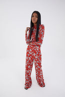 Pantalon Large Fleuri Terracotta