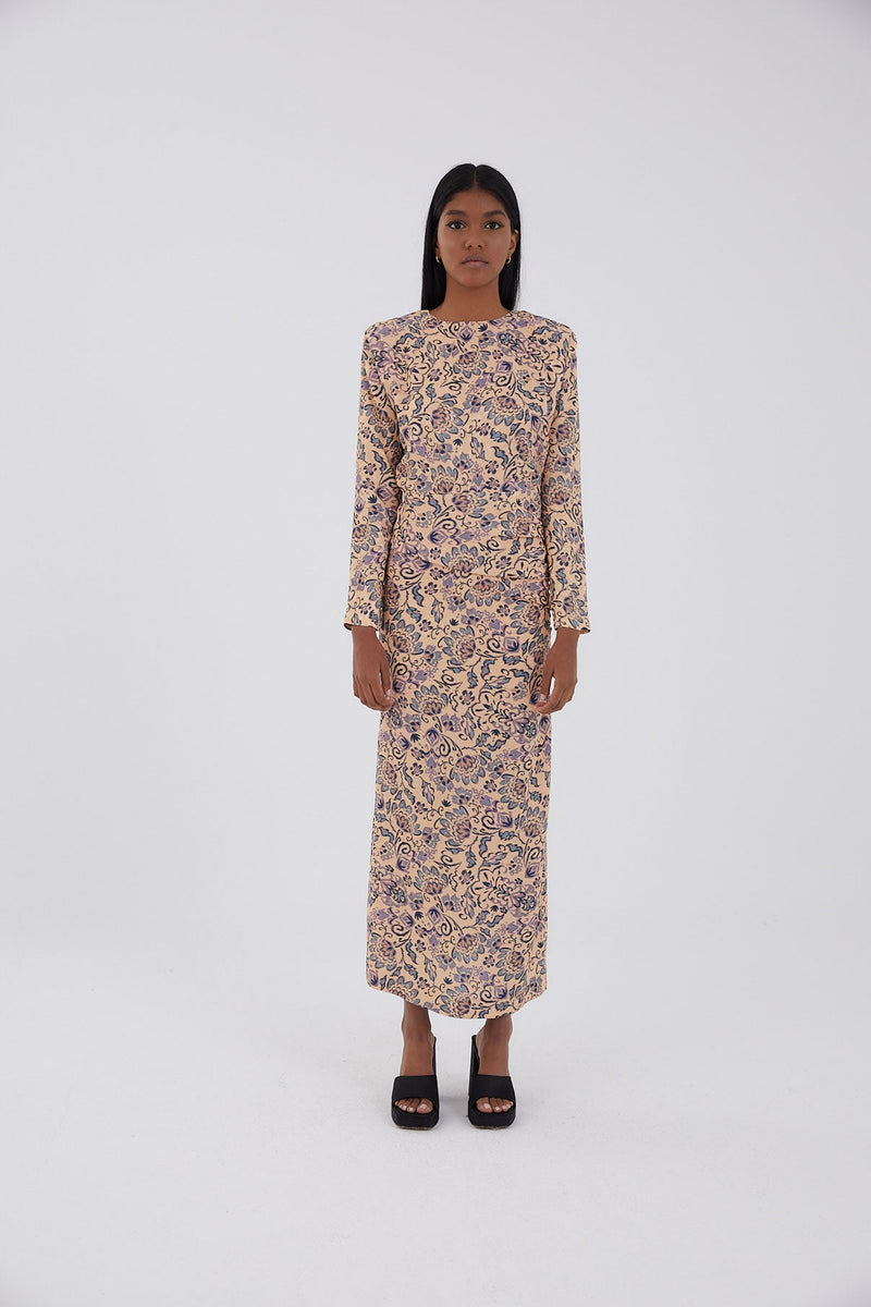 Robe Beky Fleuri Iris Beige
