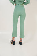 Pantalon Sixties Crop Froissé Bleu Eau