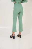 Pantalon Sixties Crop Froissé Bleu Eau