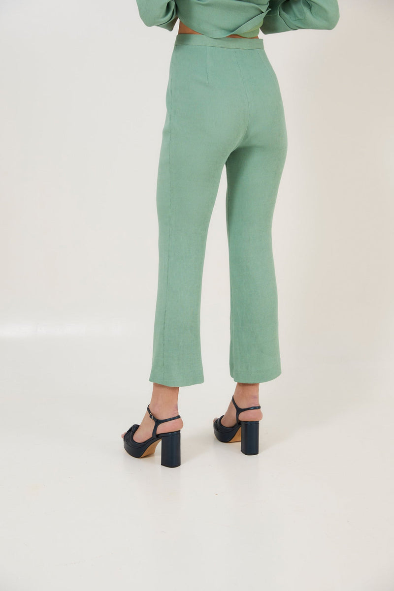 Pantalon Sixties Crop Froissé Bleu Eau