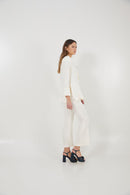 Pantalon Crop Froissé Écru