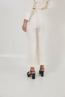 Pantalon Crop Froissé Écru