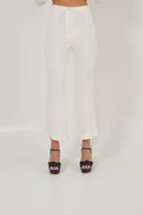 Pantalon Crop Froissé Écru