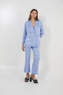 Pantalon Sixties Jacquard Rétro Indigo