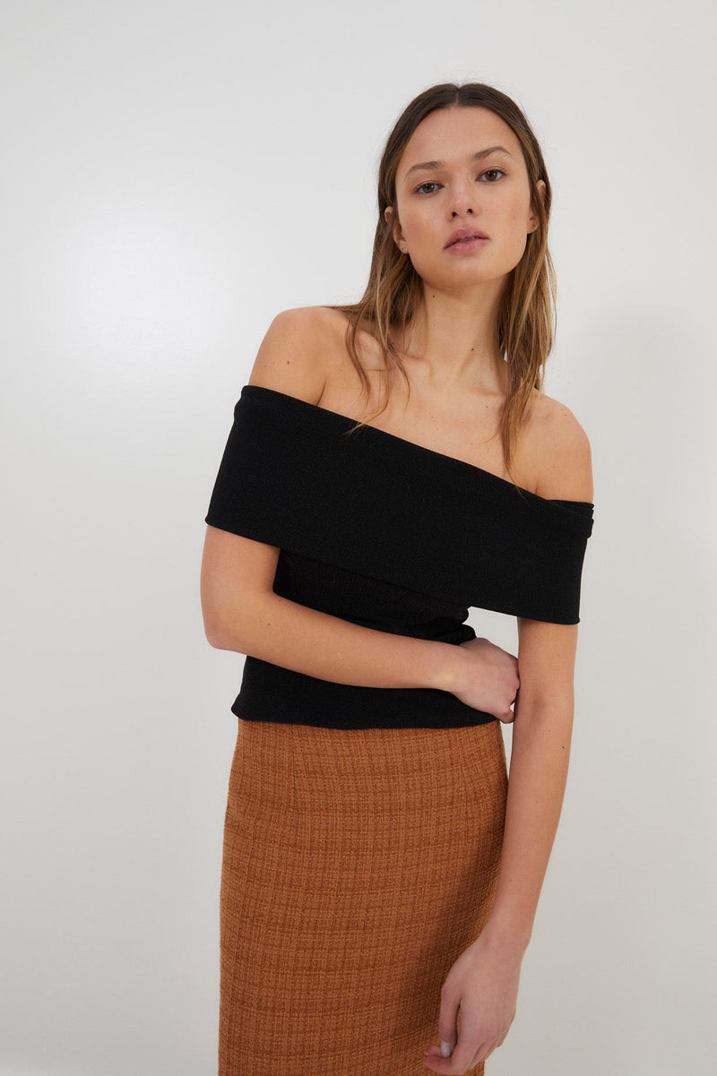 Top Gilda Maille Brillant Noir
