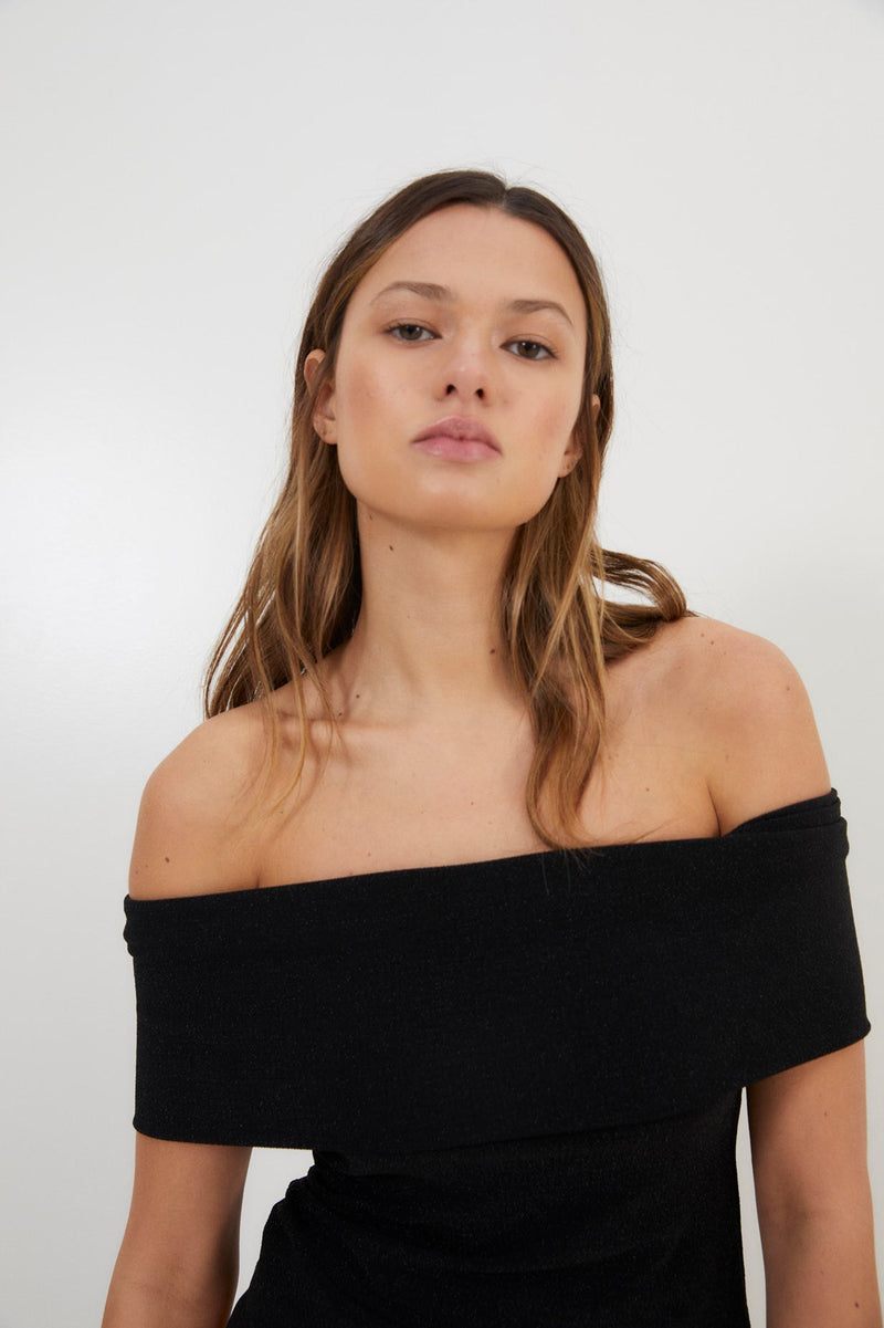 Top Gilda Maille Brillant Noir