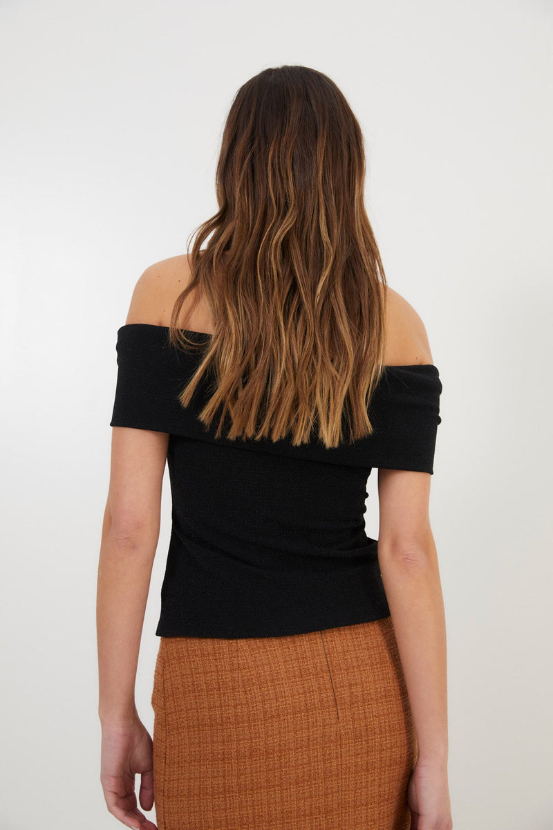 Top Gilda Maille Brillant Noir