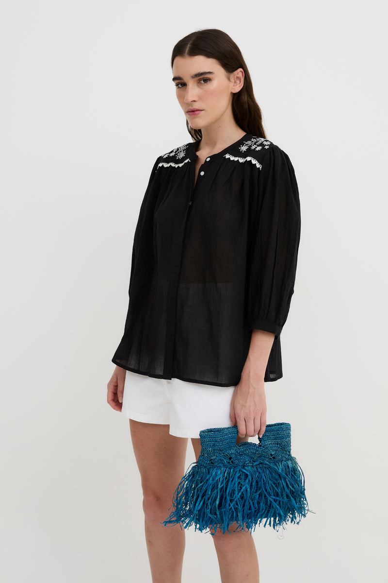 Blouse Mumbai Popeline Noir
