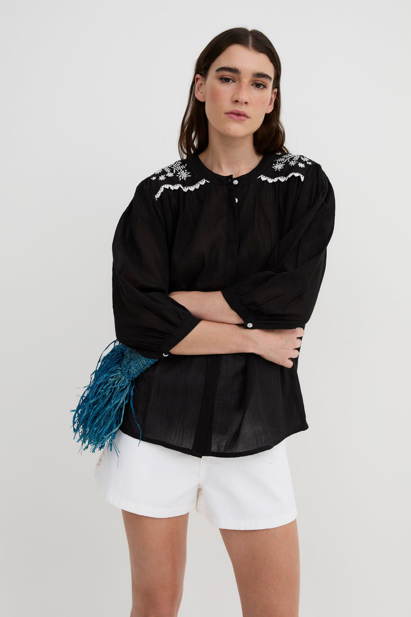 Blouse Mumbai Popeline Noir